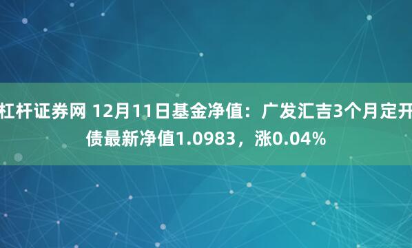 杠杆证券网 12月11日基金净值：广发汇吉3个月定开债最新净值1.0983，涨0.04%