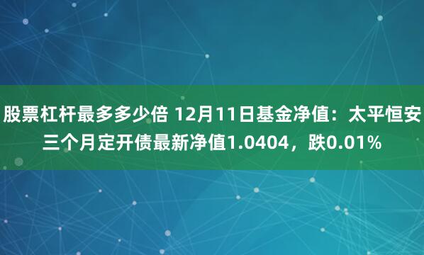 股票杠杆最多多少倍 12月11日基金净值：太平恒安三个月定开债最新净值1.0404，跌0.01%