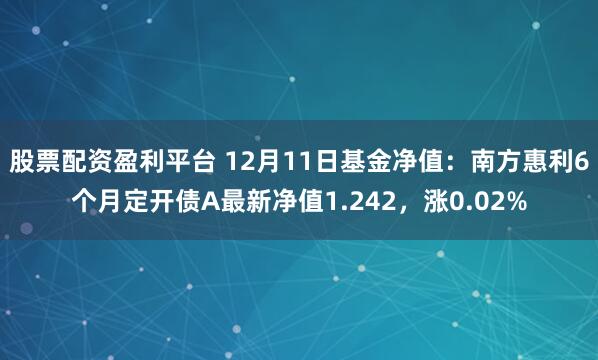 股票配资盈利平台 12月11日基金净值：南方惠利6个月定开债A最新净值1.242，涨0.02%