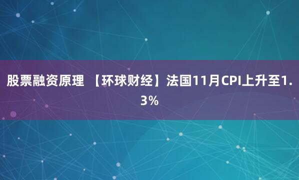 股票融资原理 【环球财经】法国11月CPI上升至1.3%