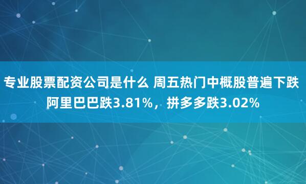 专业股票配资公司是什么 周五热门中概股普遍下跌 阿里巴巴跌3.81%，拼多多跌3.02%